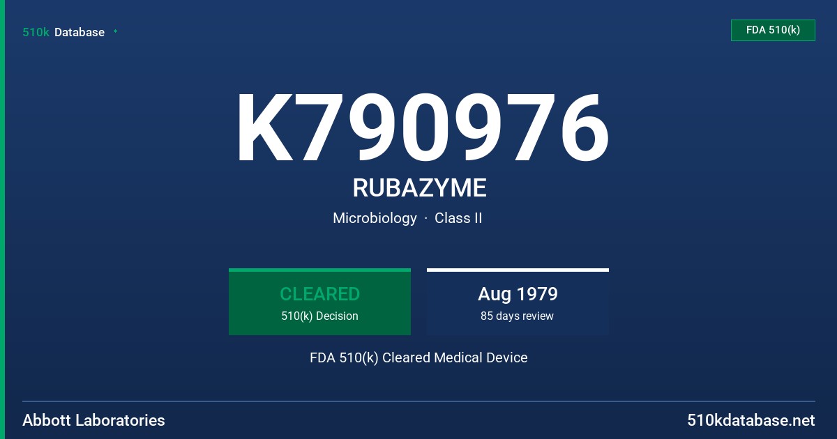 K790976 RUBAZYME FDA 510(k) Cleared Medical Device