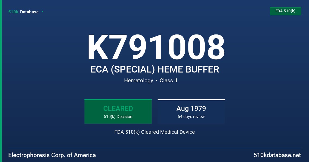 K791008 ECA (SPECIAL) HEME BUFFER FDA 510(k) Cleared Medical Device