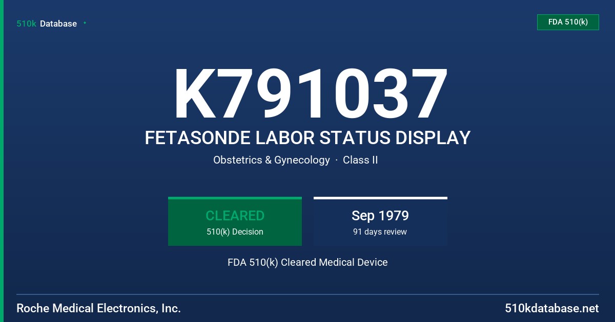 K791037 FETASONDE LABOR STATUS DISPLAY FDA 510(k) Cleared Medical Device