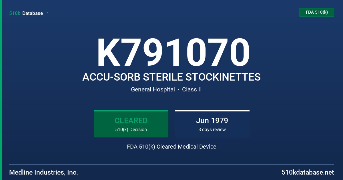K791070 ACCU-SORB STERILE STOCKINETTES FDA 510(k) Cleared Medical Device