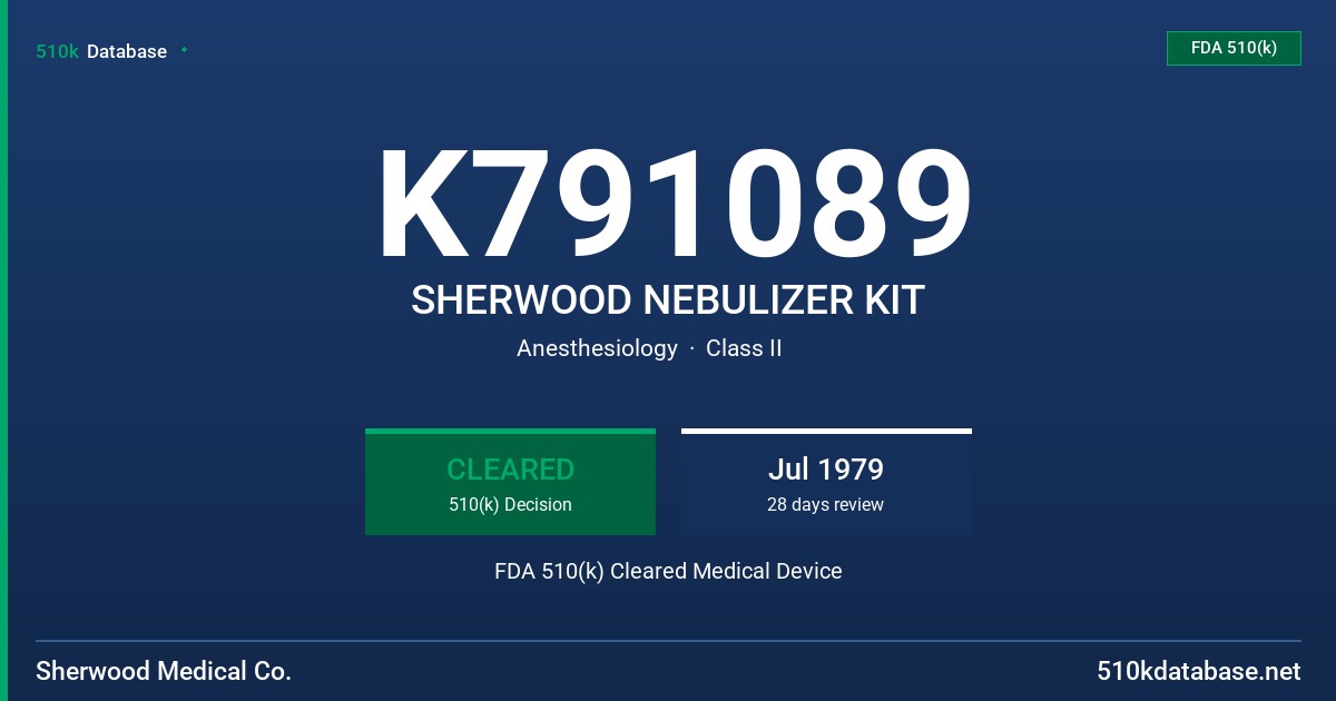 K791089 SHERWOOD NEBULIZER KIT FDA 510(k) Cleared Medical Device