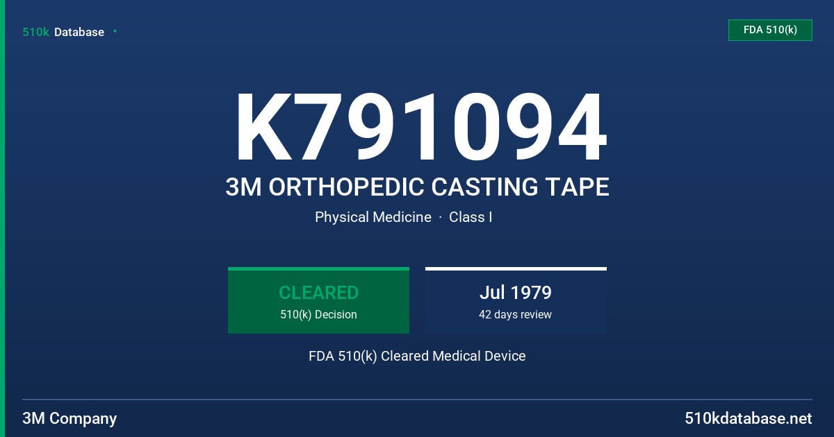 K791094 3M ORTHOPEDIC CASTING TAPE FDA 510(k) Cleared Medical Device
