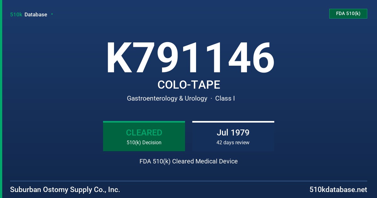 K791146 COLO-TAPE FDA 510(k) Cleared Medical Device
