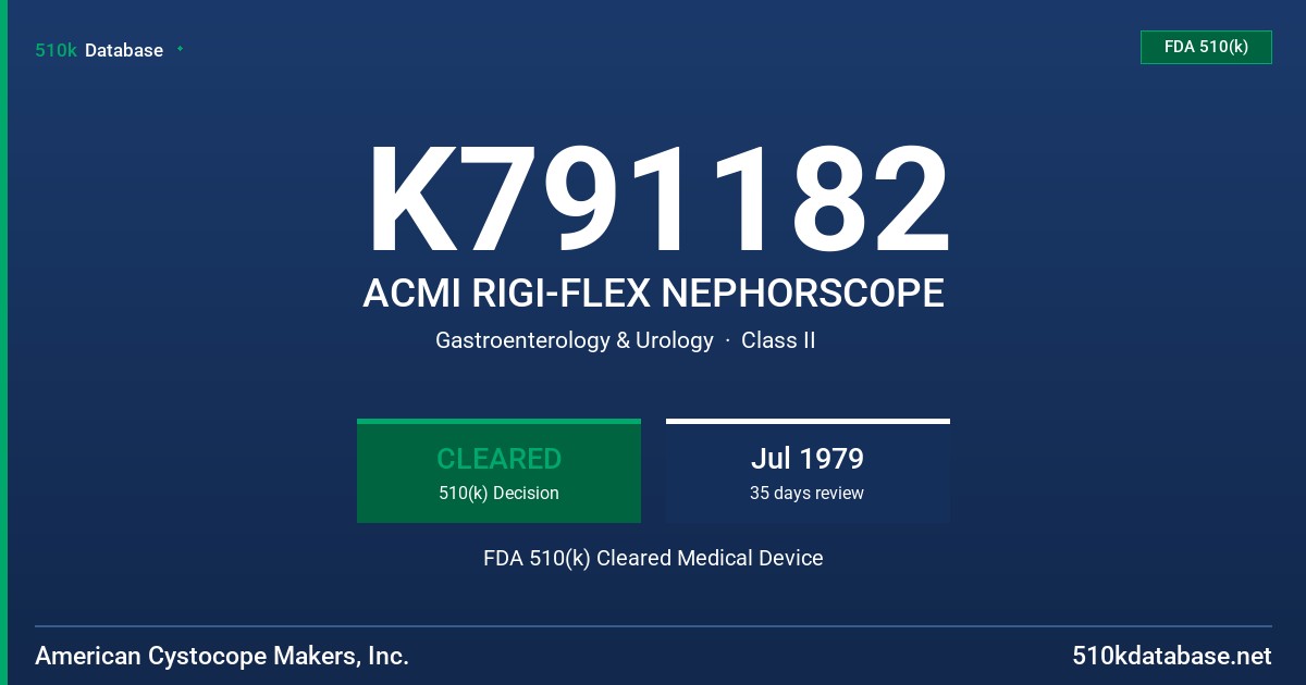 K791182 ACMI RIGI-FLEX NEPHORSCOPE FDA 510(k) Cleared Medical Device