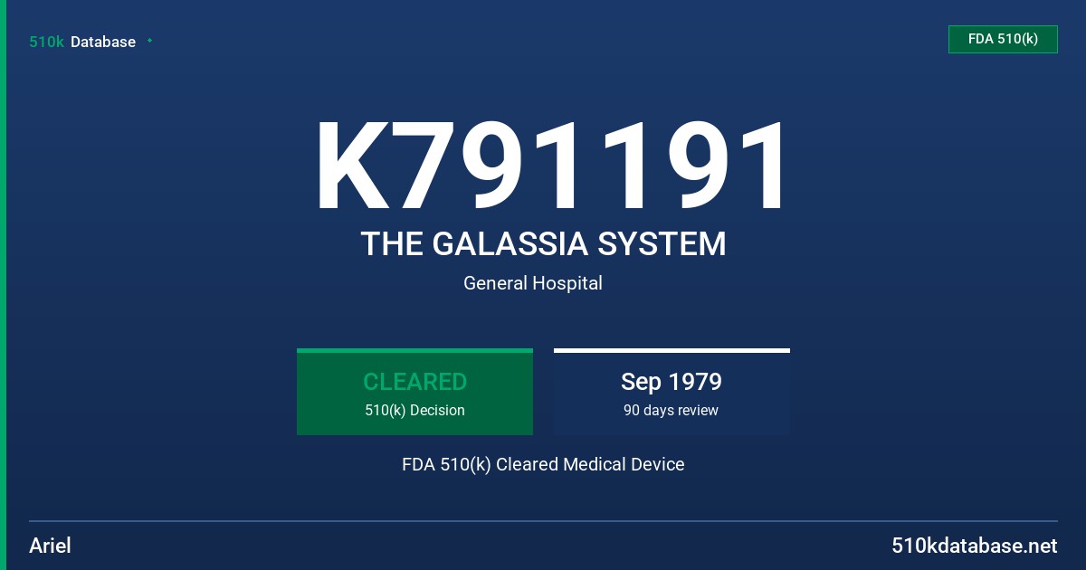 K791191 THE GALASSIA SYSTEM FDA 510(k) Cleared Medical Device