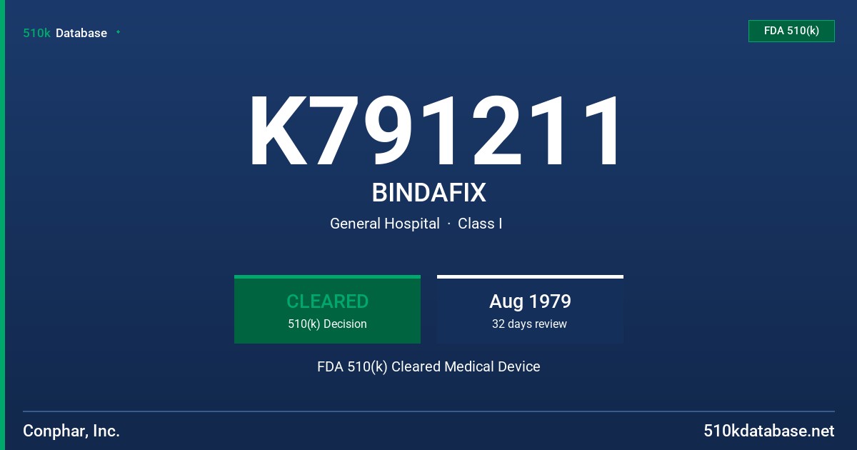 K791211 BINDAFIX FDA 510(k) Cleared Medical Device