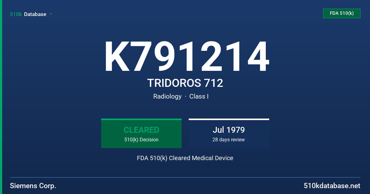 K791214 TRIDOROS 712 FDA 510(k) Cleared Medical Device