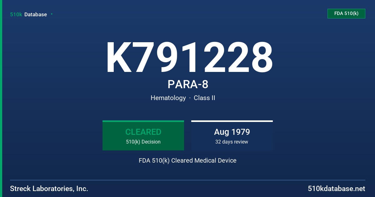 K791228 PARA-8 FDA 510(k) Cleared Medical Device
