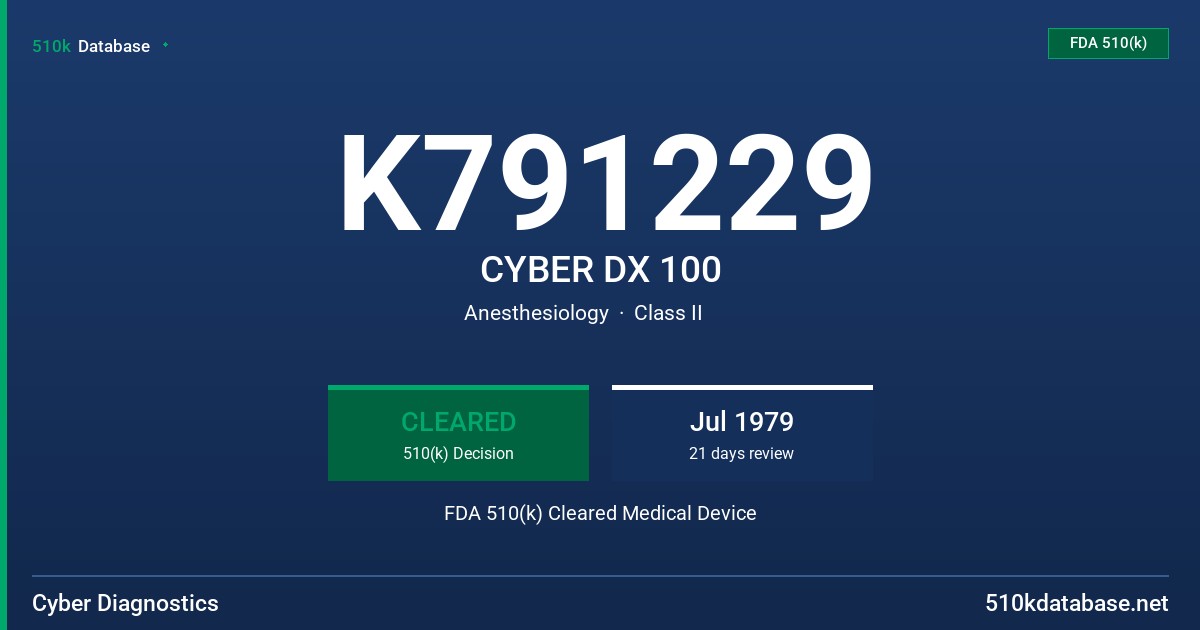 K791229 CYBER DX 100 FDA 510(k) Cleared Medical Device
