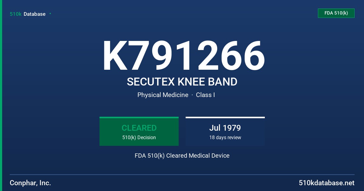 K791266 SECUTEX KNEE BAND FDA 510(k) Cleared Medical Device
