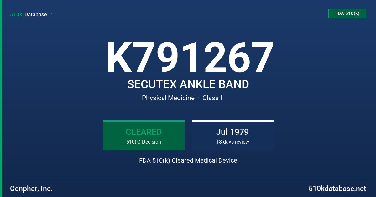 K791267 SECUTEX ANKLE BAND FDA 510(k) Cleared Medical Device