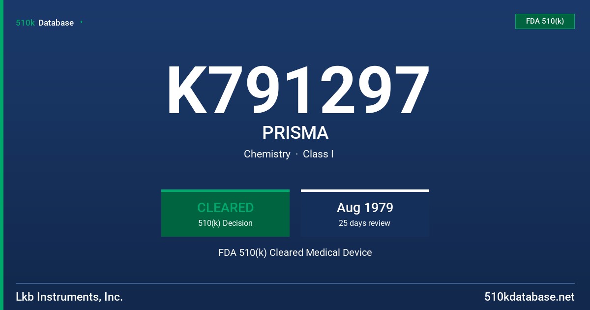 K791297 PRISMA FDA 510(k) Cleared Medical Device