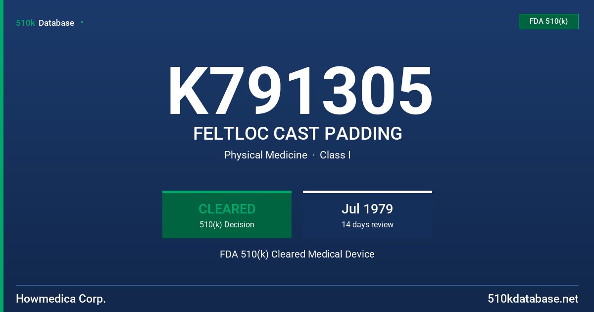 K791305 FELTLOC CAST PADDING FDA 510(k) Cleared Medical Device