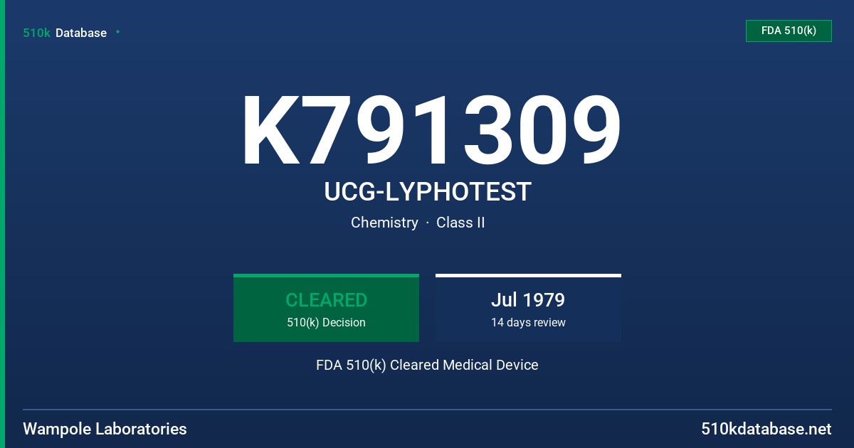 K791309 UCG-LYPHOTEST FDA 510(k) Cleared Medical Device
