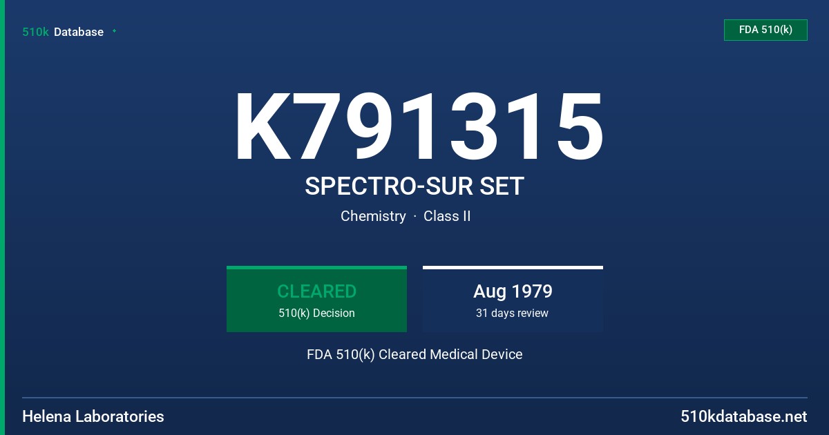 K791315 SPECTRO-SUR SET FDA 510(k) Cleared Medical Device