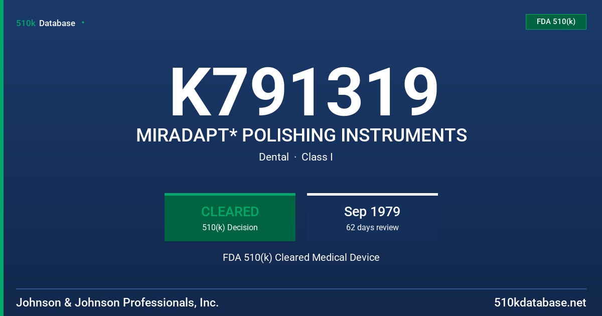 K791319 MIRADAPT* POLISHING INSTRUMENTS FDA 510(k) Cleared Medical Device