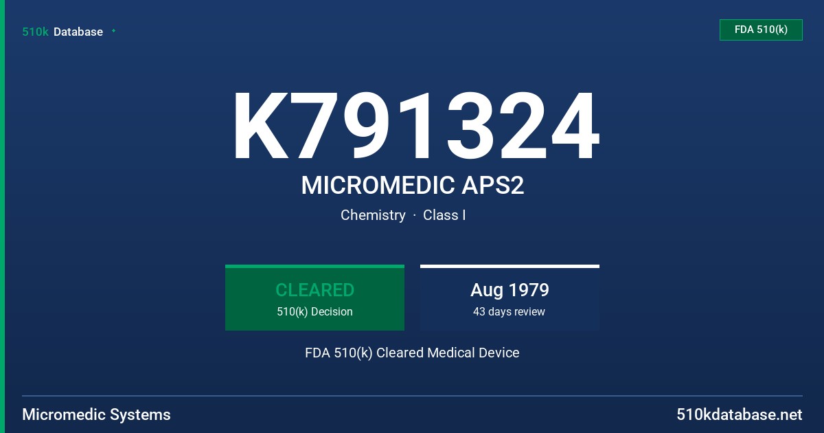 K791324 MICROMEDIC APS2 FDA 510(k) Cleared Medical Device