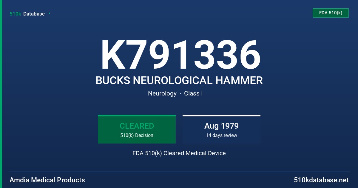 K791336 BUCKS NEUROLOGICAL HAMMER FDA 510(k) Cleared Medical Device