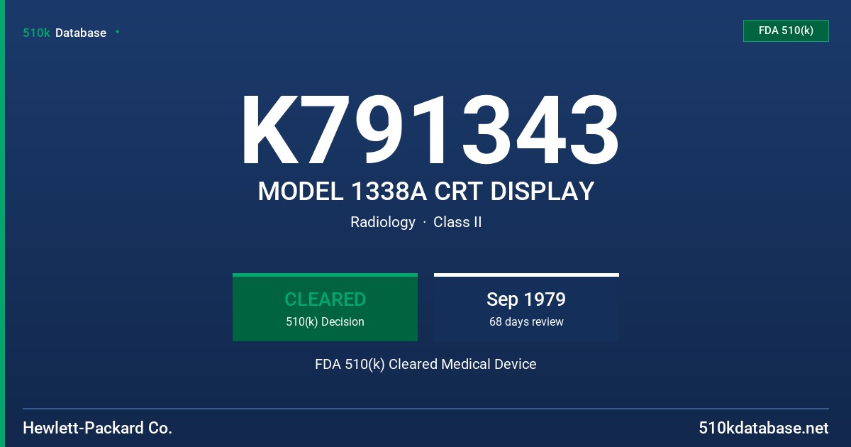 K791343 MODEL 1338A CRT DISPLAY FDA 510(k) Cleared Medical Device