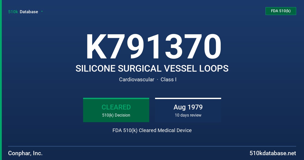 K791370 SILICONE SURGICAL VESSEL LOOPS FDA 510(k) Cleared Medical Device