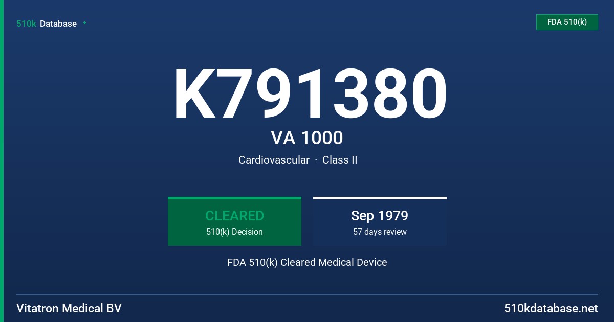 K791380 VA 1000 FDA 510(k) Cleared Medical Device