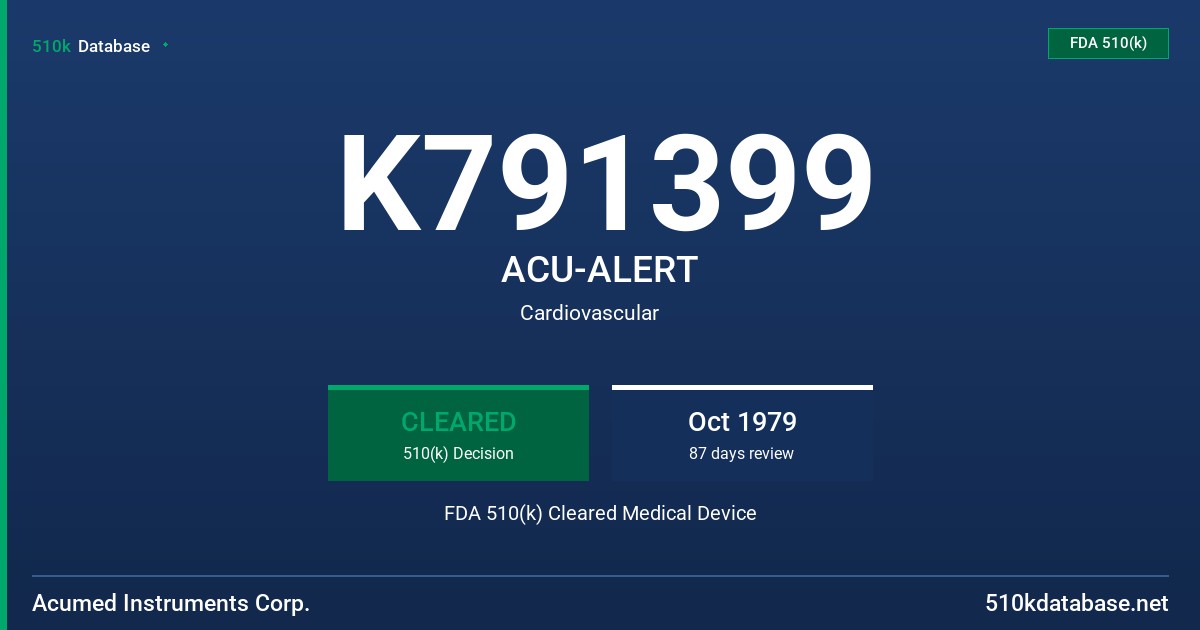 K791399 ACU-ALERT FDA 510(k) Cleared Medical Device