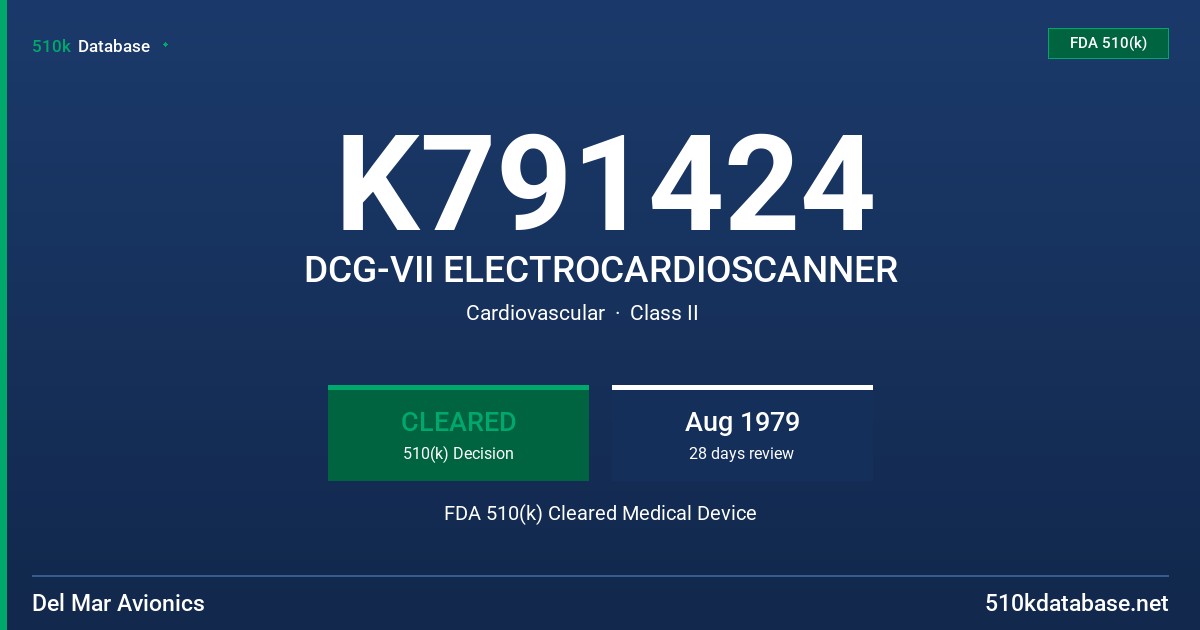 K791424 DCG-VII ELECTROCARDIOSCANNER FDA 510(k) Cleared Medical Device