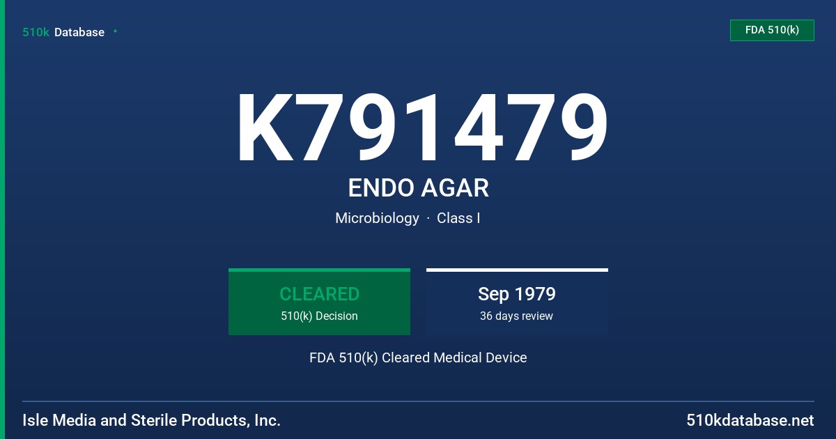K791479 ENDO AGAR FDA 510(k) Cleared Medical Device