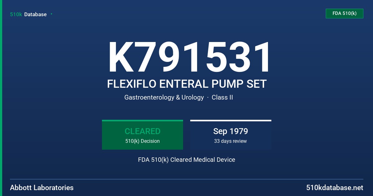 K791531 FLEXIFLO ENTERAL PUMP SET FDA 510(k) Cleared Medical Device