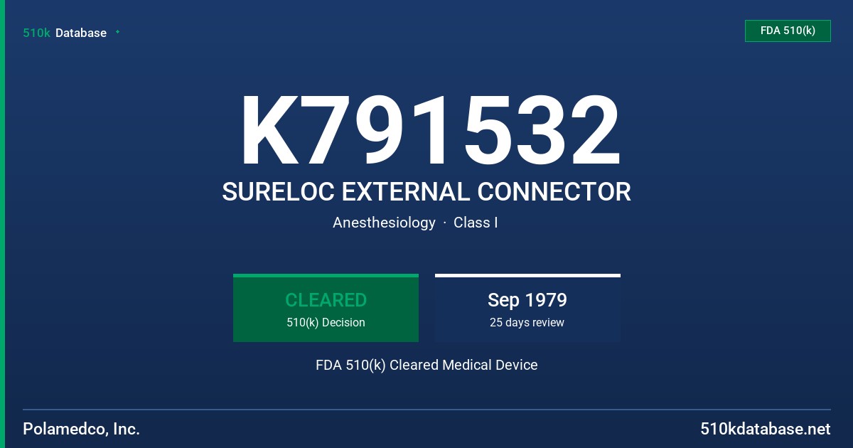 K791532 SURELOC EXTERNAL CONNECTOR FDA 510(k) Cleared Medical Device