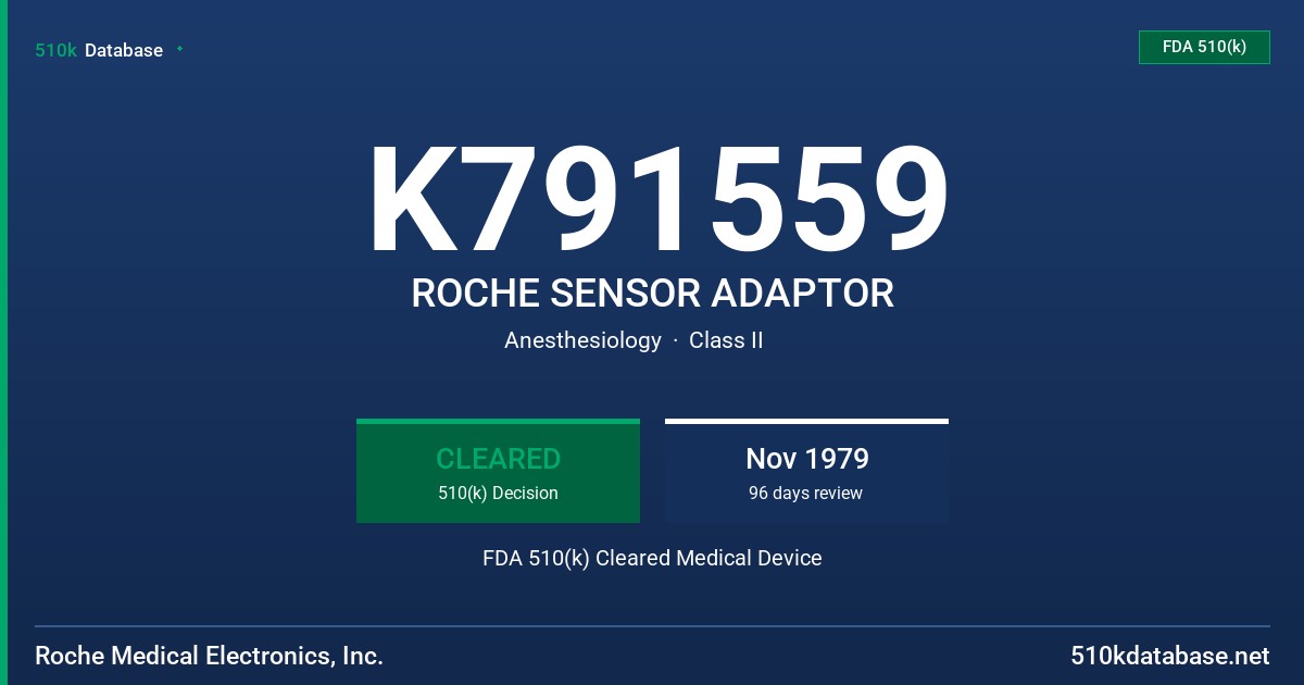 K791559 ROCHE SENSOR ADAPTOR FDA 510(k) Cleared Medical Device