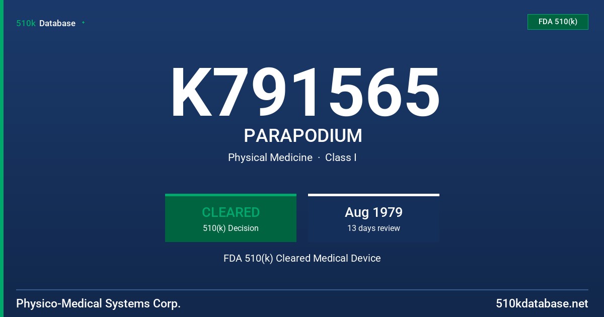 K791565 PARAPODIUM FDA 510(k) Cleared Medical Device