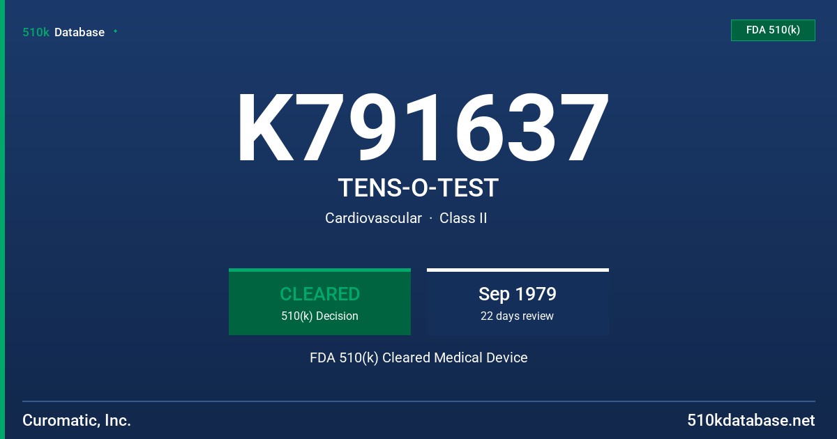 K791637 TENS-O-TEST FDA 510(k) Cleared Medical Device