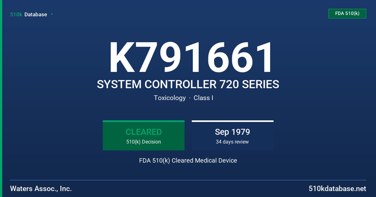 K791661 SYSTEM CONTROLLER 720 SERIES FDA 510(k) Cleared Medical Device