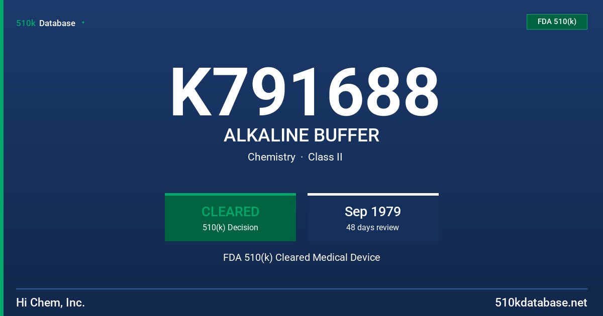 K791688 ALKALINE BUFFER FDA 510(k) Cleared Medical Device