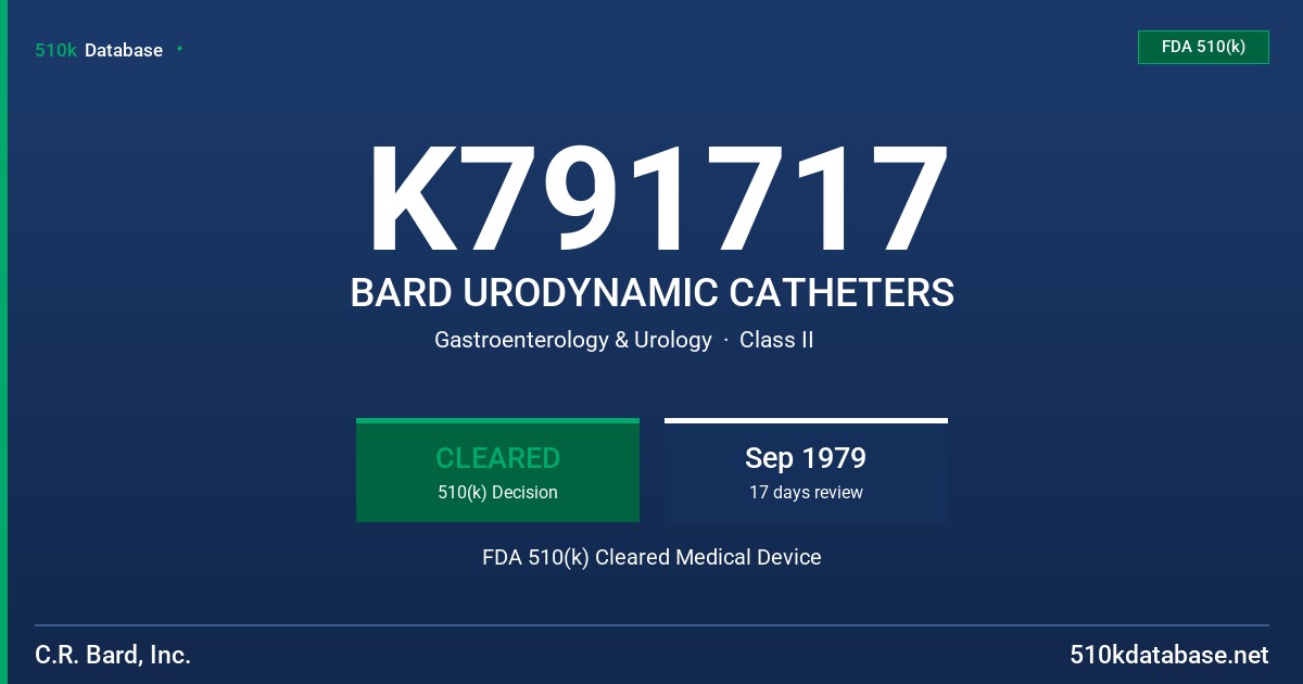 K791717 BARD URODYNAMIC CATHETERS FDA 510(k) Cleared Medical Device