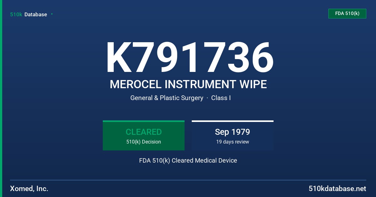 K791736 MEROCEL INSTRUMENT WIPE FDA 510(k) Cleared Medical Device
