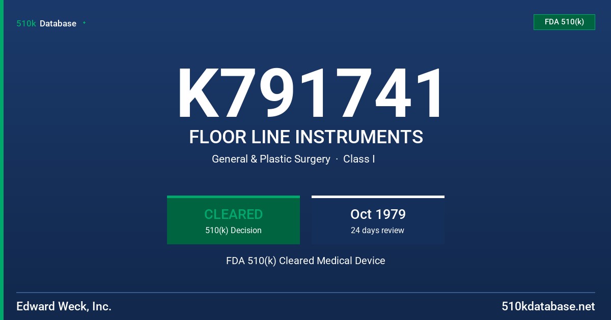 K791741 FLOOR LINE INSTRUMENTS FDA 510(k) Cleared Medical Device