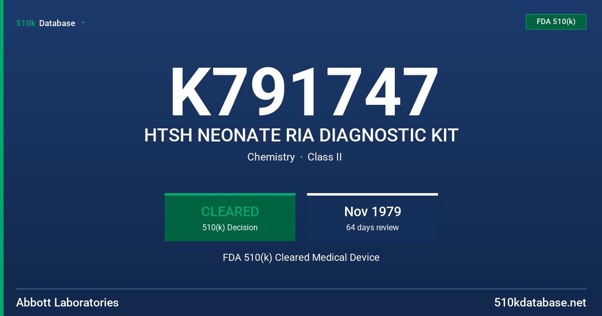 K791747 HTSH NEONATE RIA DIAGNOSTIC KIT FDA 510(k) Cleared Medical Device