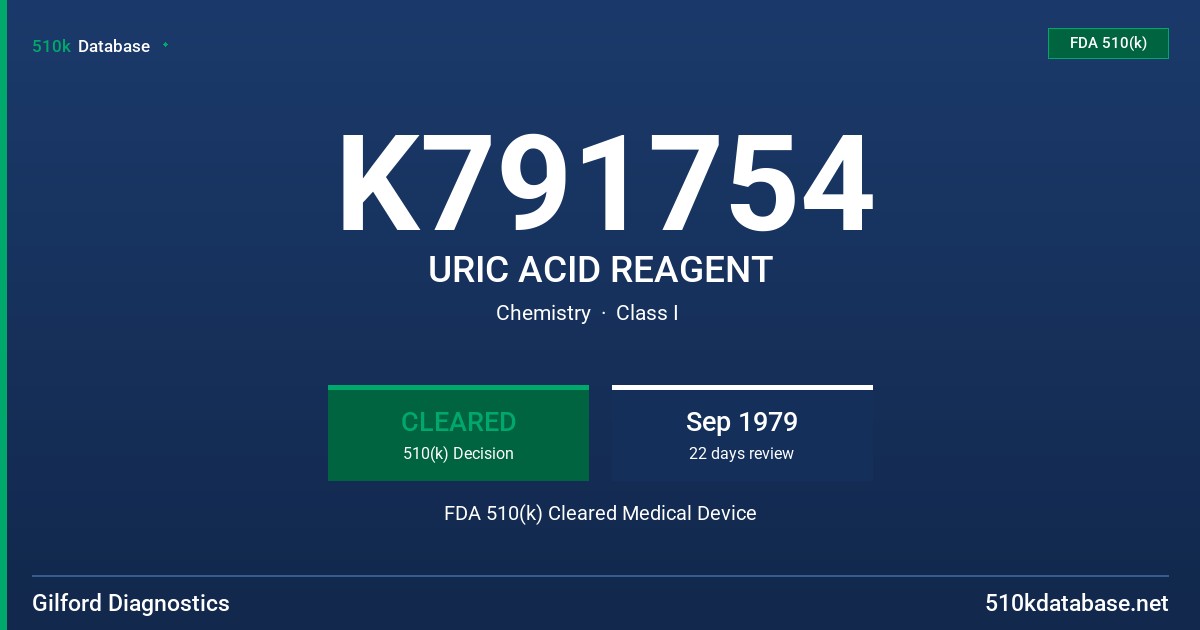 K791754 URIC ACID REAGENT FDA 510(k) Cleared Medical Device