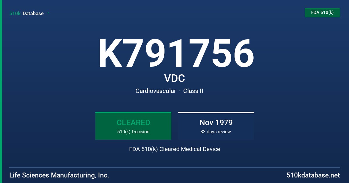 K791756 VDC FDA 510(k) Cleared Medical Device
