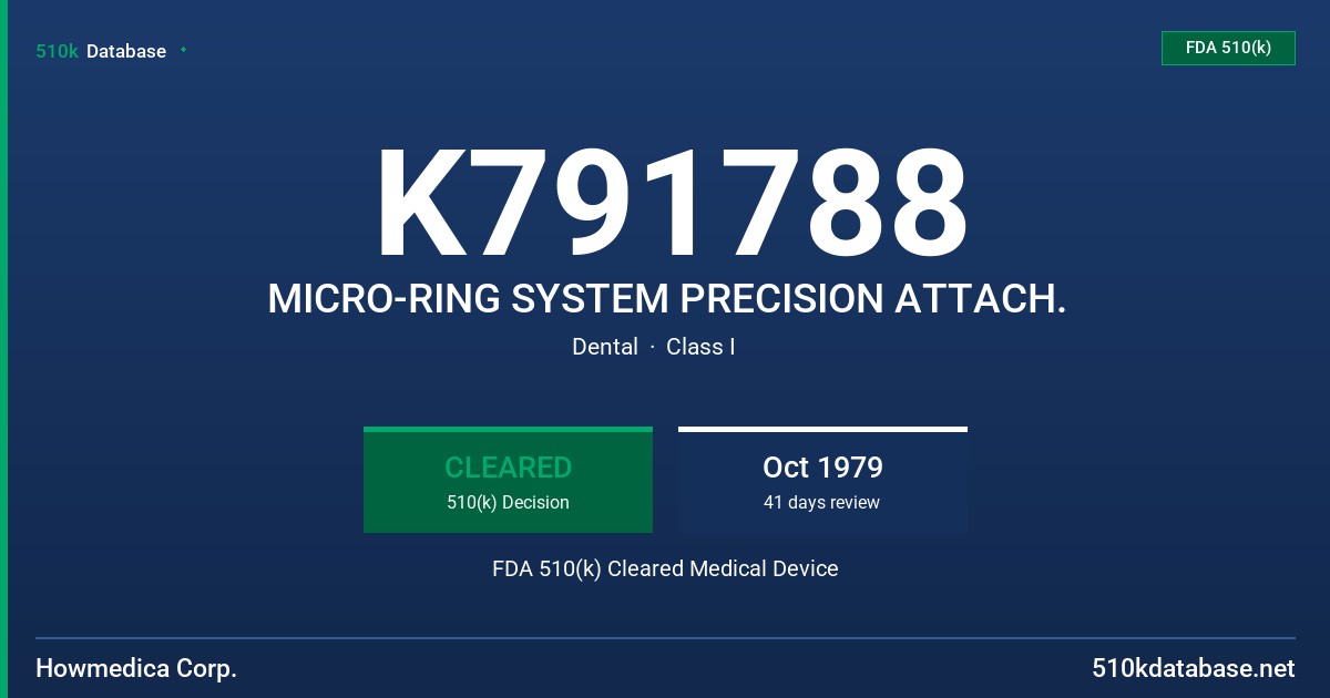 K791788 MICRO-RING SYSTEM PRECISION ATTACH. FDA 510(k) Cleared Medical Device