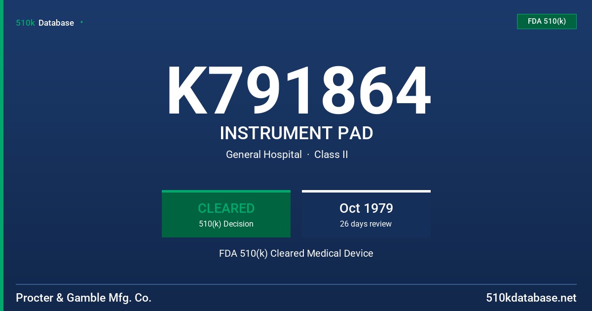 K791864 INSTRUMENT PAD FDA 510(k) Cleared Medical Device