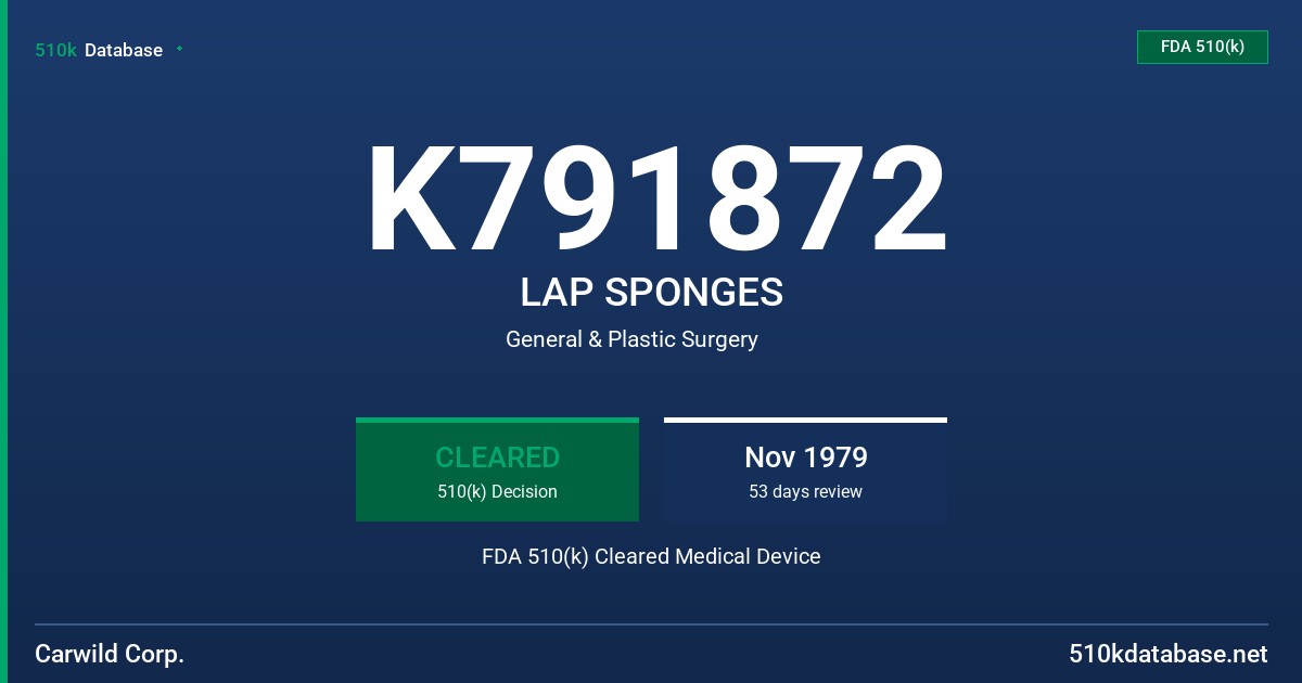 K791872 LAP SPONGES FDA 510(k) Cleared Medical Device