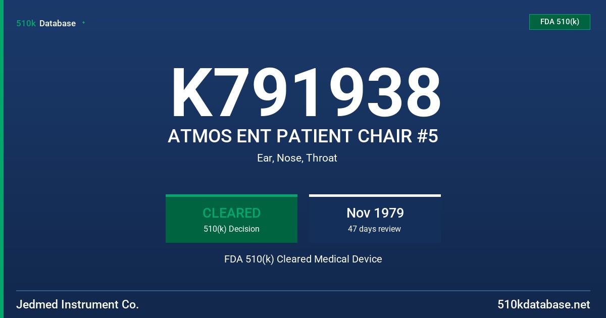 K791938 ATMOS ENT PATIENT CHAIR #5 FDA 510(k) Cleared Medical Device