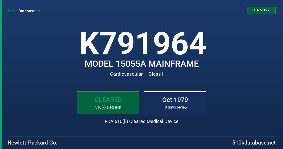 K791964 MODEL 15055A MAINFRAME FDA 510(k) Cleared Medical Device