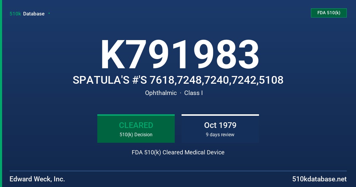 K791983 SPATULA'S #'S 7618,7248,7240,7242,5108 FDA 510(k) Cleared Medical Device