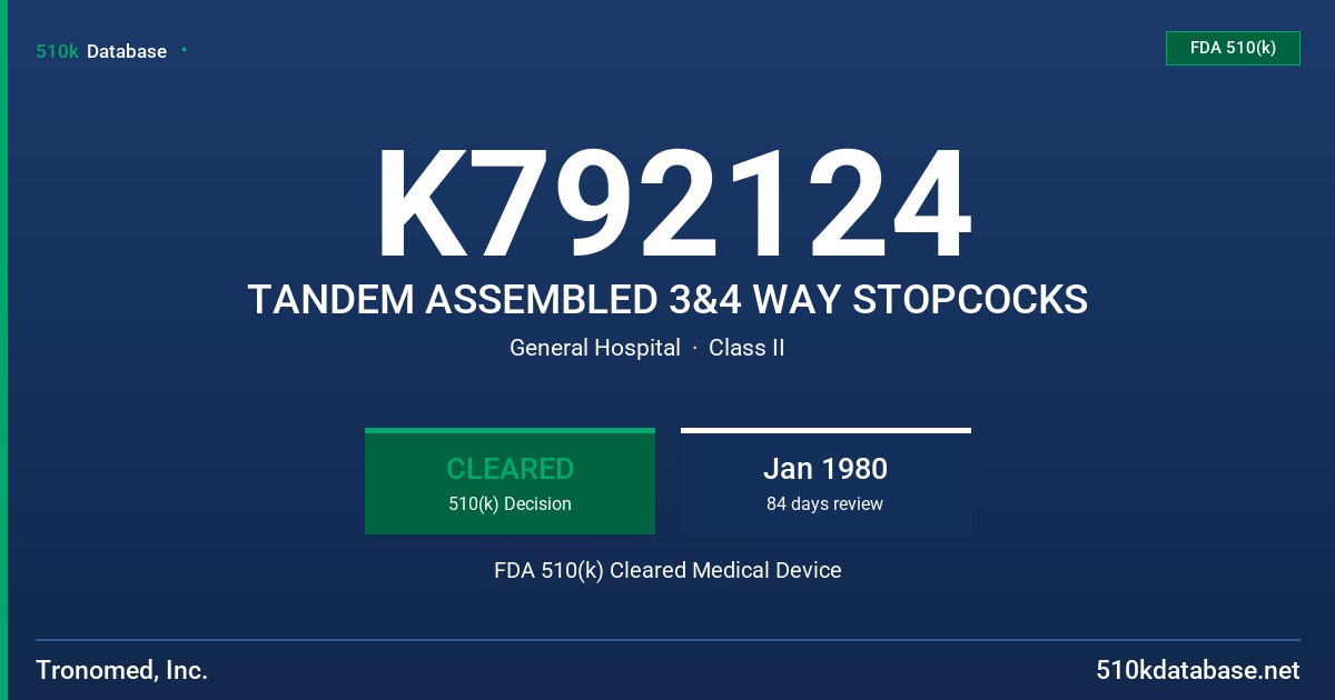 K792124 TANDEM ASSEMBLED 3&4 WAY STOPCOCKS FDA 510(k) Cleared Medical Device