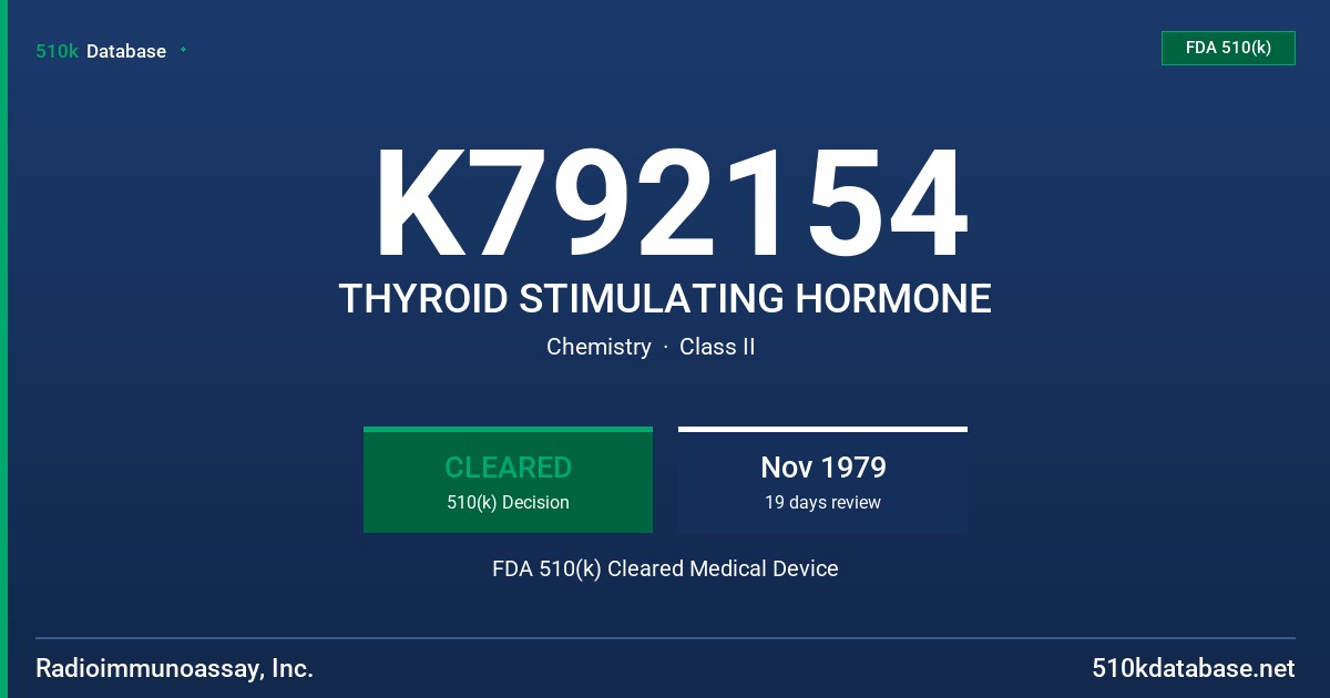 K792154 THYROID STIMULATING HORMONE FDA 510(k) Cleared Medical Device
