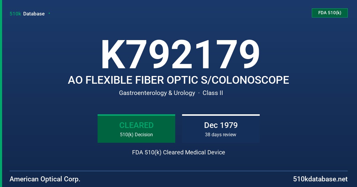 K792179 AO FLEXIBLE FIBER OPTIC S/COLONOSCOPE FDA 510(k) Cleared Medical Device